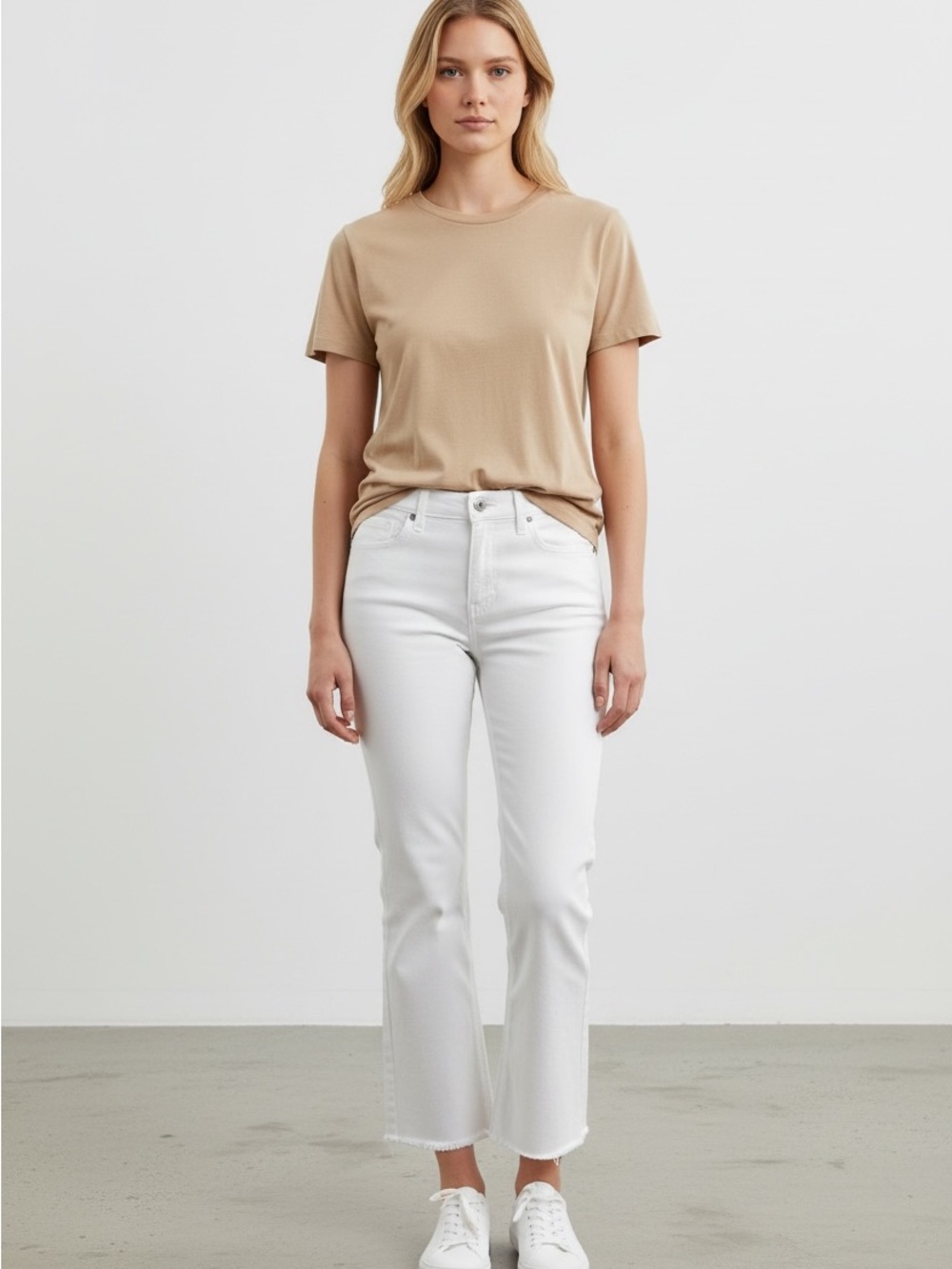 LOFT White Straight-Leg Jeans with Raw Hem